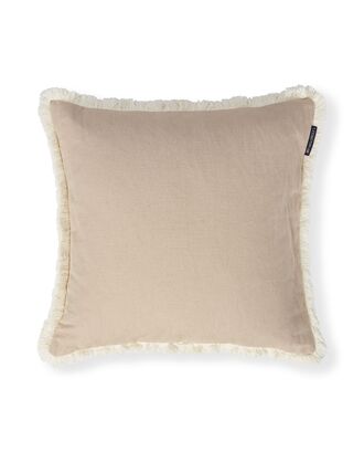 Linen/Cotton Fringe Pillow Cover 50x50, Beige