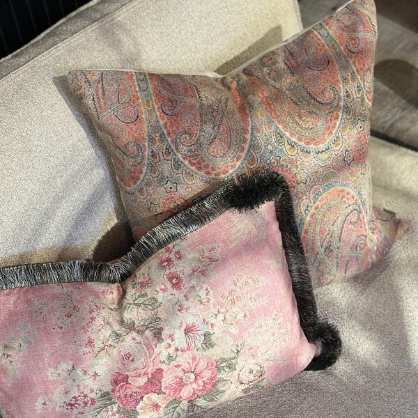 Belle rose cushion cover with fringe 50x50, Rose flower