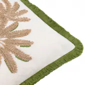Palm embroidered cushion cover 45x45, green