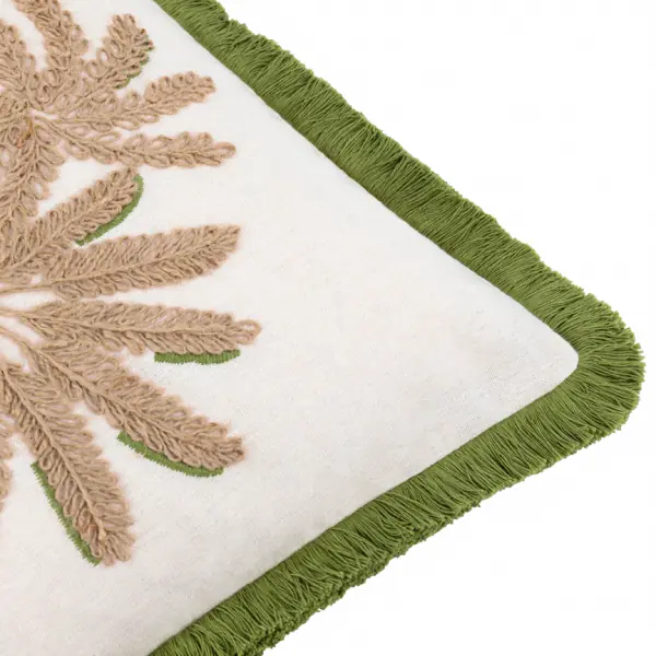 Palm embroidered cushion cover 45x45, green
