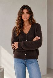 Cashmere blend cardigan, brown