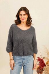 Solid mohair sweater, anthracite