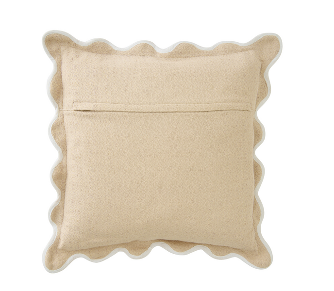 Cushion scalloped 45x45, beige/white