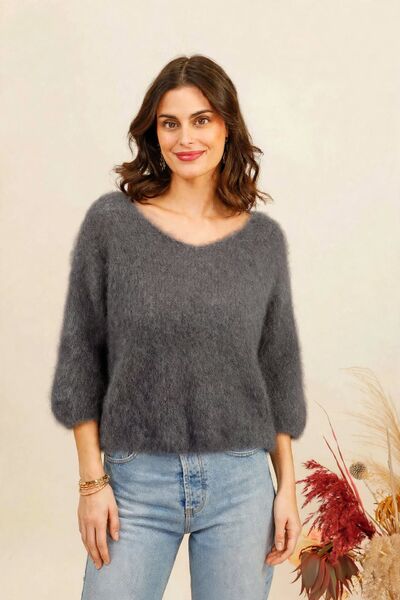 Solid mohair sweater, anthracite