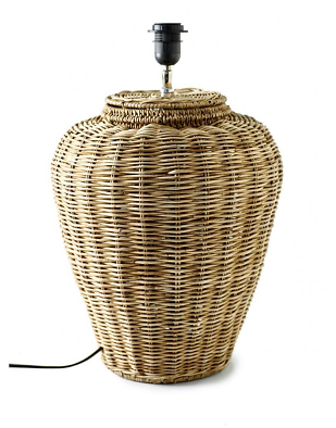 Rustic rattan grand lobby lamp base L