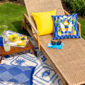 Limoncello abstract outdoor cushion 43x43, blue