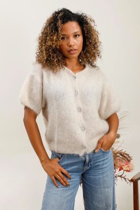 Kid Mohair Vest, Beige