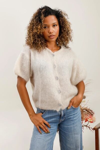 Kid Mohair Vest, Beige