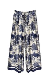 Pants with Toile De Jouy print, navy