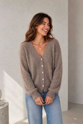 Cashmere blend cardigan, taupe