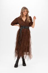Clara tulle dress, hazel brown