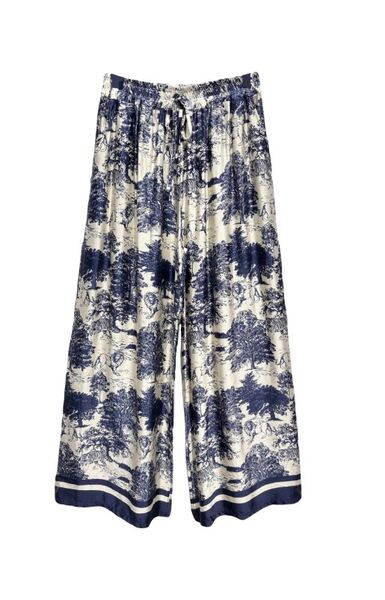 Pants with Toile De Jouy print, navy