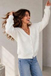 Cashmere blend cardigan, white