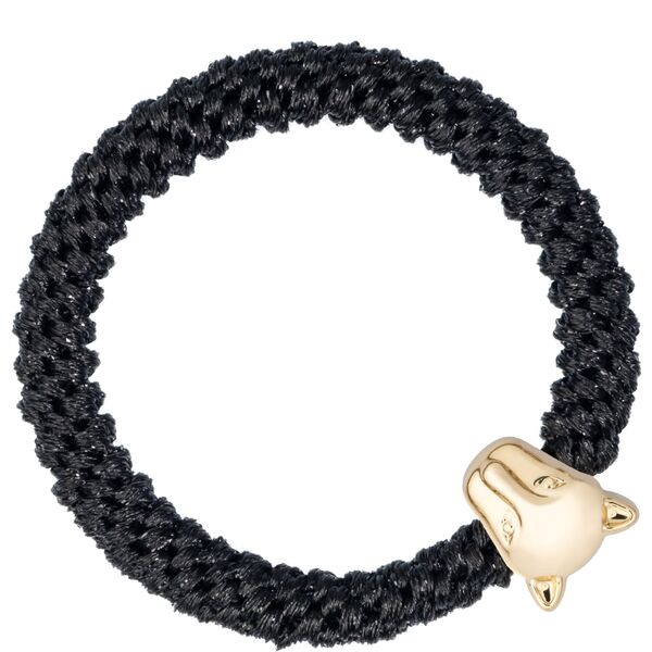 Fat hair tie with panther, sparkled black