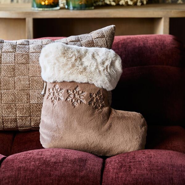 Christmas stocking faux fur box pillow