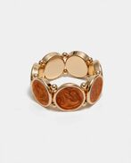Ava pearl elastic bracelet, gold w pearl cognac
