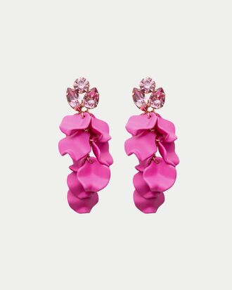 Leaf stone earrings, strong pink