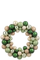 Wreath Christmas baubles plastic, mint green/ecru