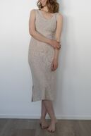 Midi ribbed dress, light beige