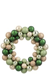 Wreath Christmas baubles plastic, mint green/ecru