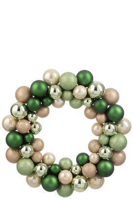 Wreath Christmas baubles plastic, mint green/ecru