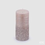 Rustic glitter candle 14cm, antique pink