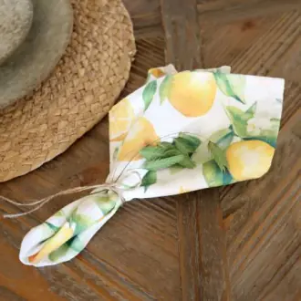 Aix cloth napkin with lemons, white