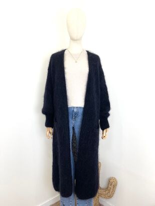Long mohair cardigan, black