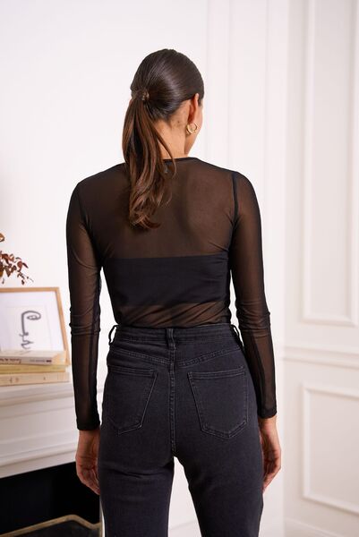 Mesh blouse, noir