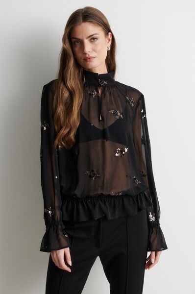 Luma sequin blouse, black