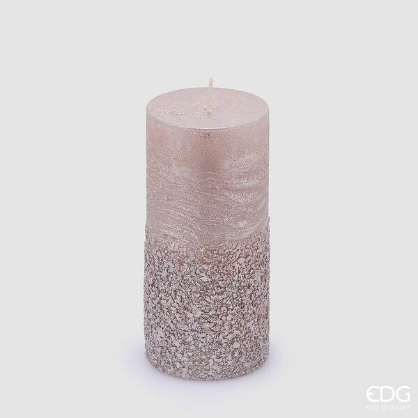 Rustic glitter candle 14cm, antique pink