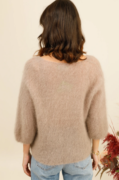 Solid mohair sweater, taupe