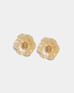 Flower small earrings, soft yellow