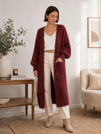 Long mohair cardigan, bordeaux