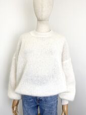 Roundneck mohair sweater, white