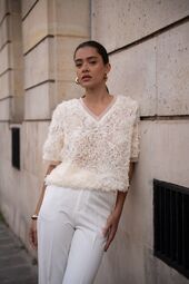 Textured rose shirt, ecru