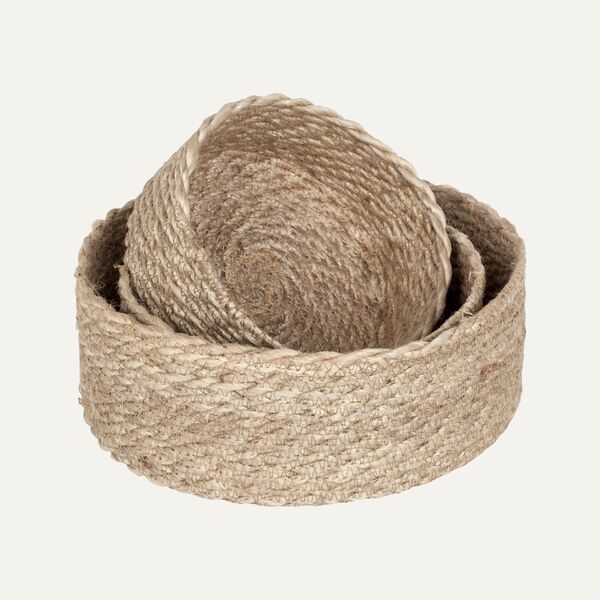 Jute twisted bread basket s/3, natural
