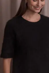 Ariel short sleeved alpaca blend sweater, black