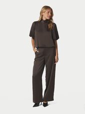 Parisa heavy sateen blouse, dark brown