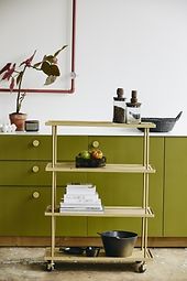 Kamo trolley with 4 shelves, golden
