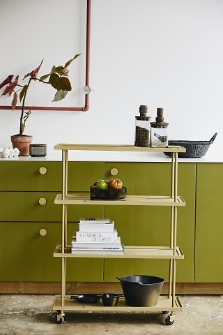 Kamo trolley with 4 shelves, golden
