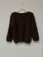 V-neck mohair knit, chocolate