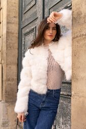 Paula faux fur jacket, blanc