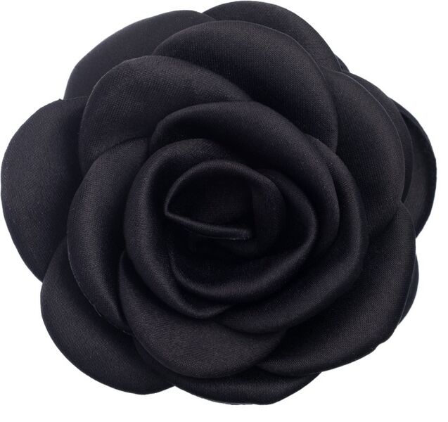 Satin rose hair claw, black