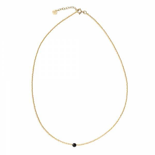 Flora black onyx gold necklace
