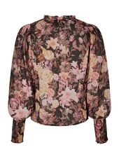 Gilda big flower blouse, black