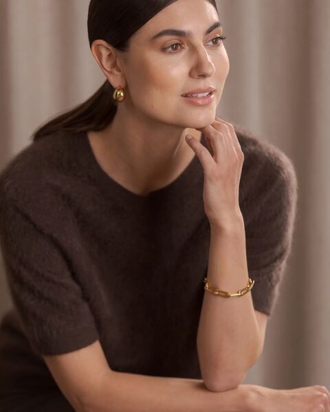 Karlie short sleeve cashmere sweater, dark chocolate