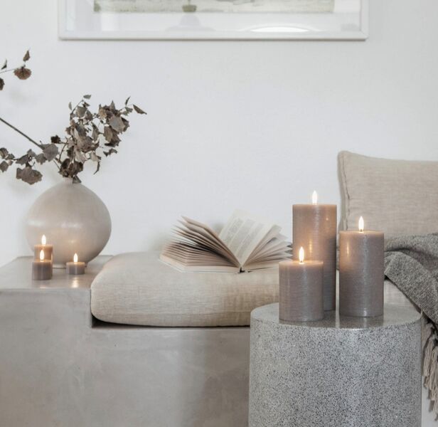 Led candle 20cm, sandstone