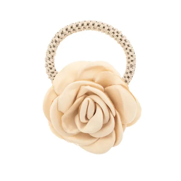 Satin rose hair tie, champagne