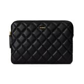 Leather quilted pouch medium, black